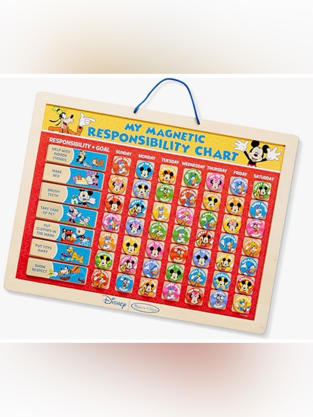 Melissa & Doug Disney Magnetic Responsibility Chart - Yellow, Red, Blue